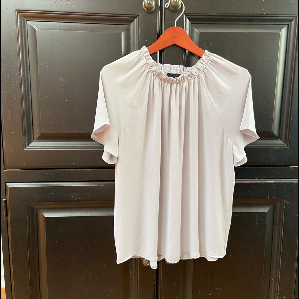 Ann Taylor light silver blouse